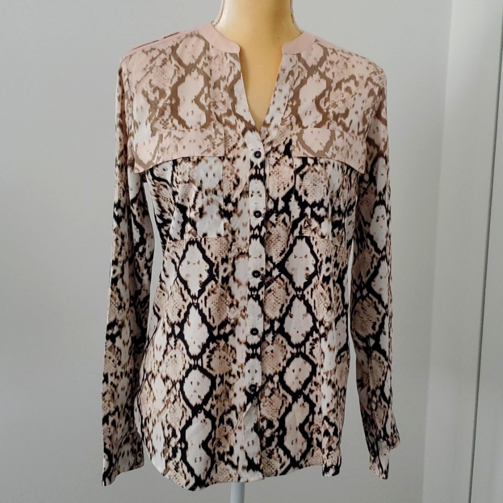 CK Soft Pink Snake Skin Pattern Blouse